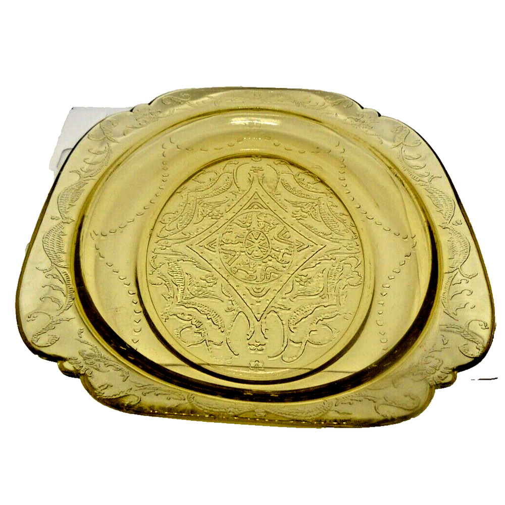 Amber Federal Depression Glass “Madrid” 10-1/4” Serving Tray Vintage
